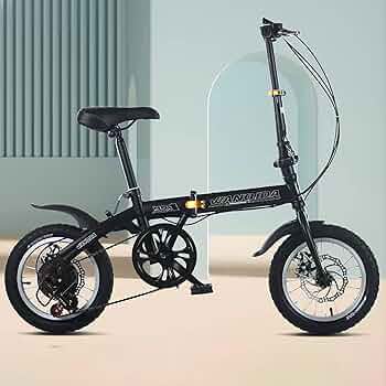 MINI 折りたたみ自転車 ブラック Amazon | 折りたたみ自転車 14/16インチ 高炭素鋼フレーム 耐
